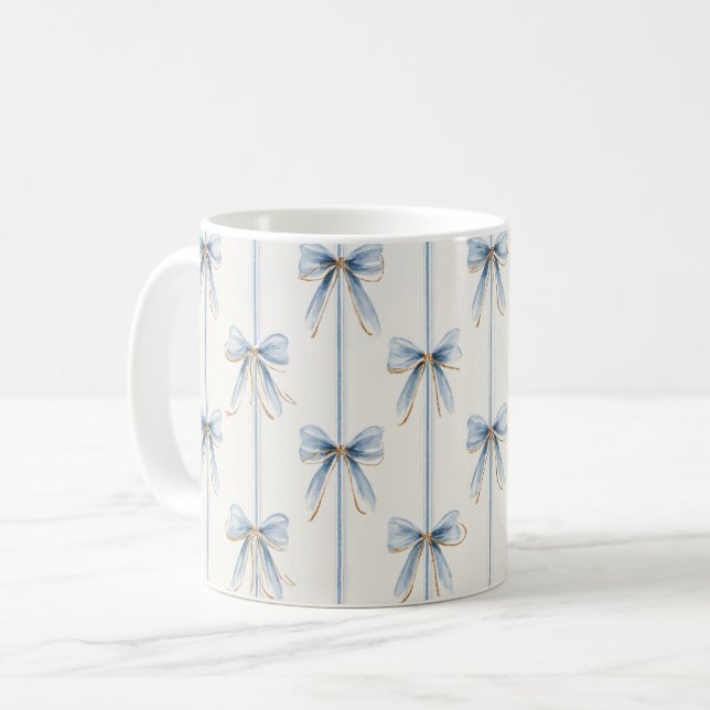 Mug Jolis rubans et rayures bleus (Devant gauche)