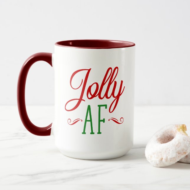 Mug Jolly As F*** Drôle Cadeau de Noël Esprits (Avec donut)
