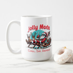Mug Jolly Mode Santa Chill Sip Repeat pour Collègue d
