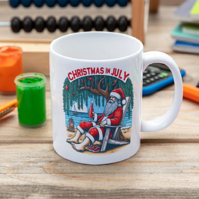 Mug Jolly Père Noël Sips Beer en juillet (Créateur téléchargé)