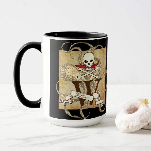 Mug Jolly roger Monogramme initial (Avec donut)