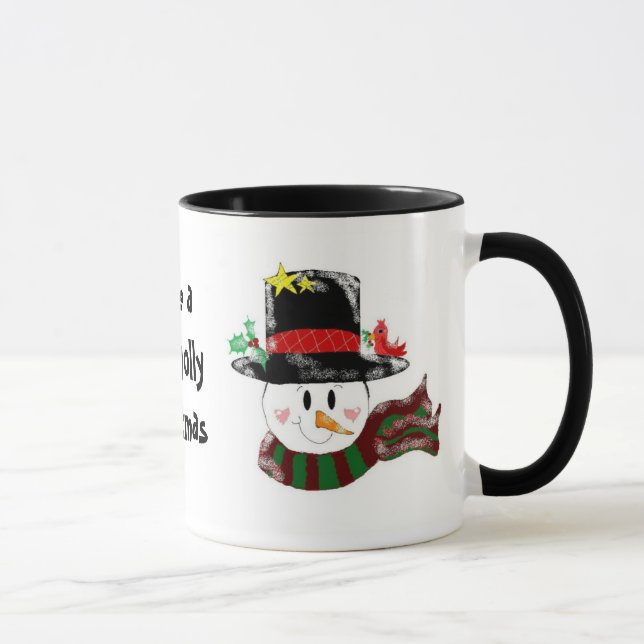 Mug Jolly Snowman dans un grand Casquette noir (Droite)