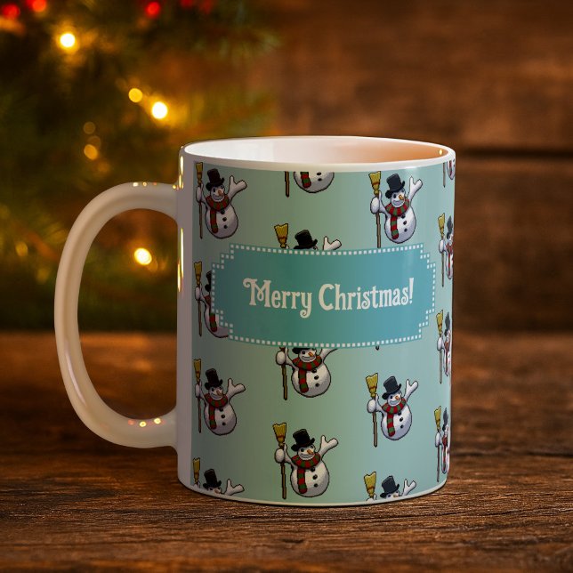Mug Jolly Snowman Merry Christmas! Pixel Art Pattern (Créateur téléchargé)