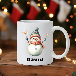Mug Jolly Snowman Sparklers Nom personnalisé