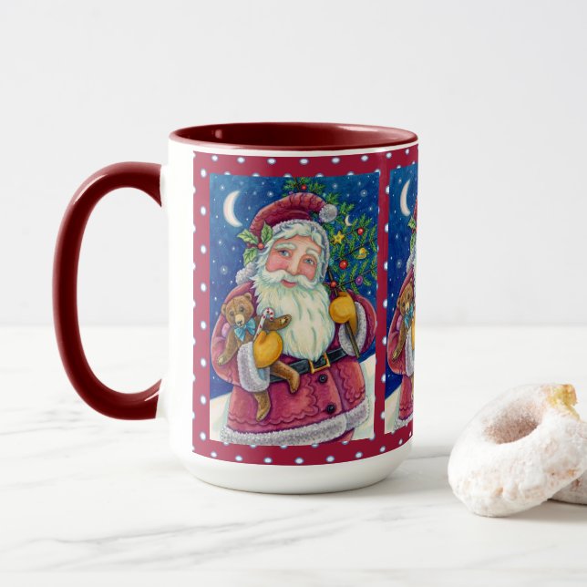 MUG JOLLY ST NICK & NOUNOURS, VIEUX NOËL MODE (Avec donut)