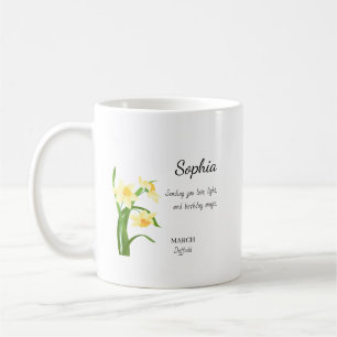 Mug Jonquille de mars Anniversaire personnalisé