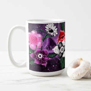 Mug Jonquille Whimsical Floral Purple Noir Rose Daisy