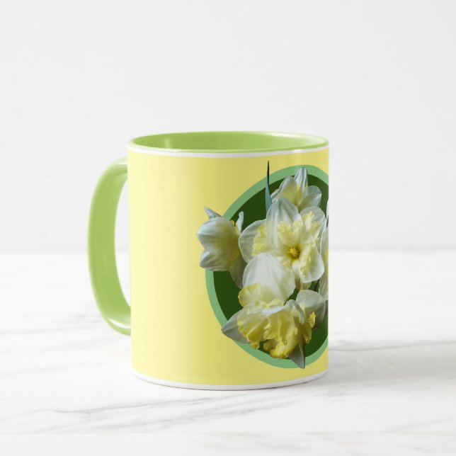 Mug Jonquilles Narcisse Fleurs Blanches Jaunes de Prin (Devant gauche)