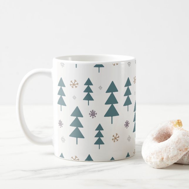 Mug Jote Boho Pastel sapin de Noël Vacances boisées (Avec donut)