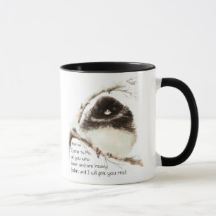 Mug Jote Junco Bird, Écriture, Matt 11:28, Repos