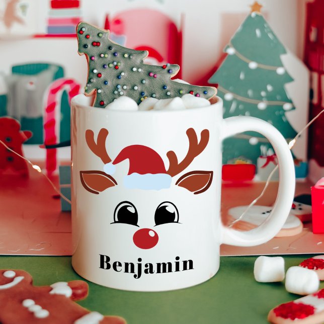 Mug Jote Reindeer Boy Noël Nom personnalisé (Créateur téléchargé)