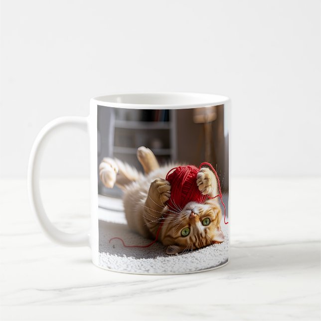 Mug Jouer à la belle fleur de chat (Gauche)