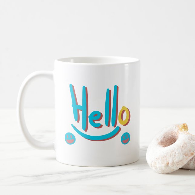 Mug Jouer Abstrait Hello Motif Art (Avec donut)