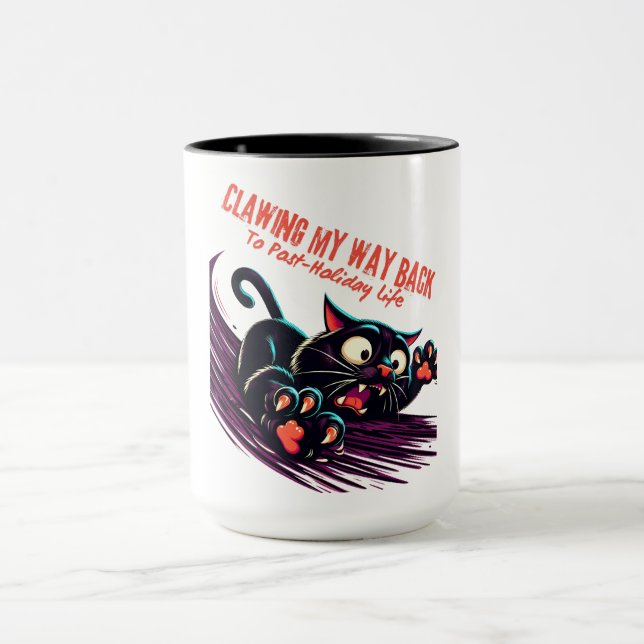 Mug Jouer Black Purple Chat Post Vie de vacances (Centre)