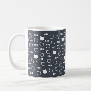Mug Jouer Cute Charming Chat Blanc Motif d'os de poiss