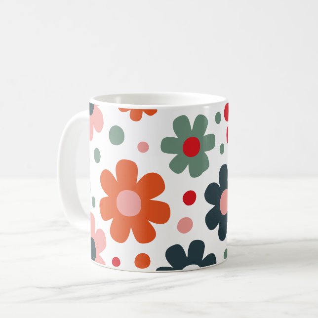 Mug Jouer Motif de fleurs rétro (Devant gauche)