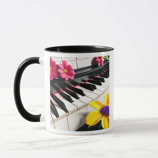 Mug Jouer | Piano et Fleurs colorées (Gauche)