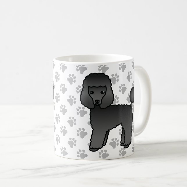 Mug Jouet noir Poodle mignon chien de dessin (Devant droit)