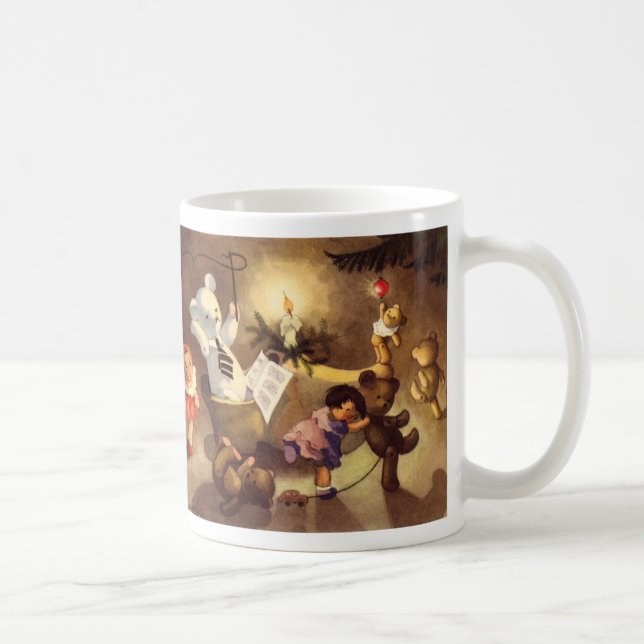 Mug Jouets de Noël Vintage, Poupées dansantes, Nounour (Droite)