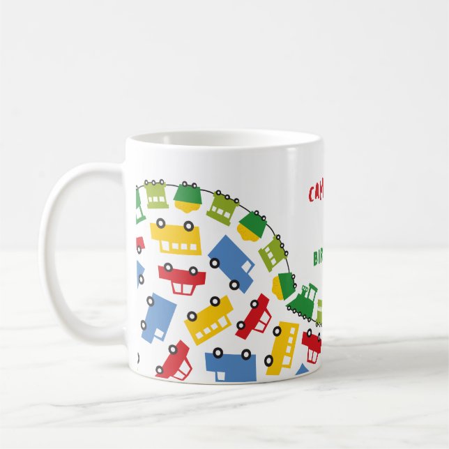 Mug Jouets pour garçon d'anniversaire Voitures colorée (Gauche)