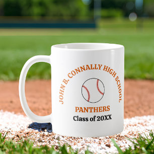 Mug Joueur de baseball personnalisé au lycée Orange
