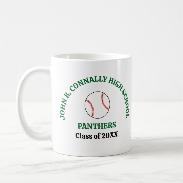 Mug Joueur de baseball personnalisé de lycée vert (Gauche)