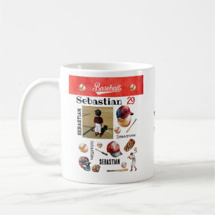 Mug Joueur de baseball softball PERSONNALISÉ Photo & N