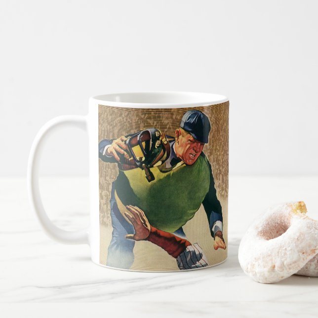 Mug Joueur de baseball vintage, juge-arbitre (Avec donut)