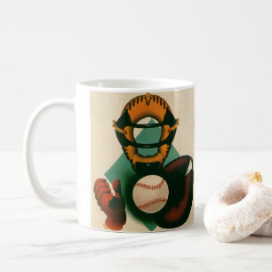 Mug Joueur de baseball vintage, receveur avec gant