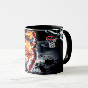 Mug Joueur de basket-ball avec sur le feu Slam Dunk #4