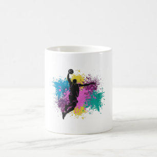 Mug Joueur de basket-ball Grungy Couleurs Splashes
