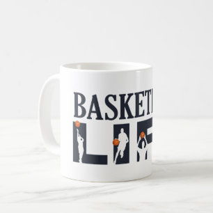 Mug joueur de basketball vie texte bleu