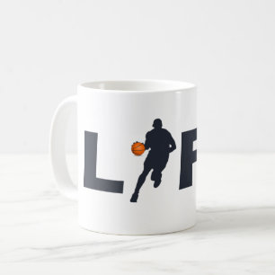 Mug joueur de basketball vie texte bleu