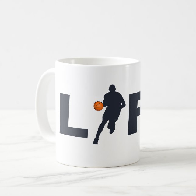 Mug joueur de basketball vie texte bleu (Devant gauche)