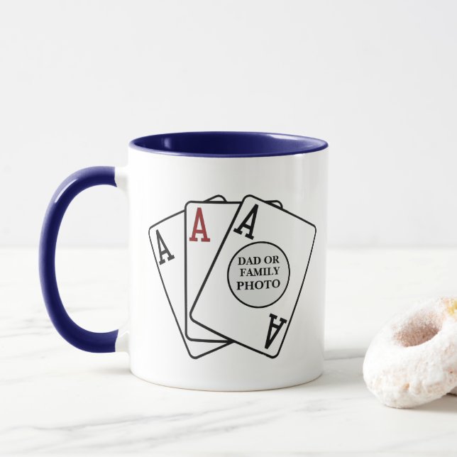 Mug Joueur de carte de poker personnalisée Trois As Ph (Avec donut)