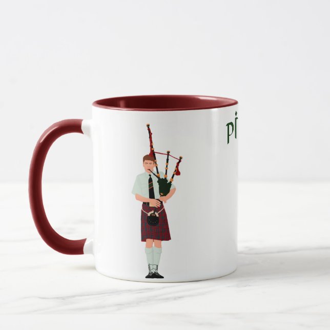 Mug Joueur de cornemuse à carreaux rouges (Gauche)