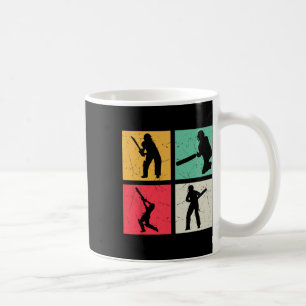 Mug Joueur de cricket silhouette rétro de cricket cric