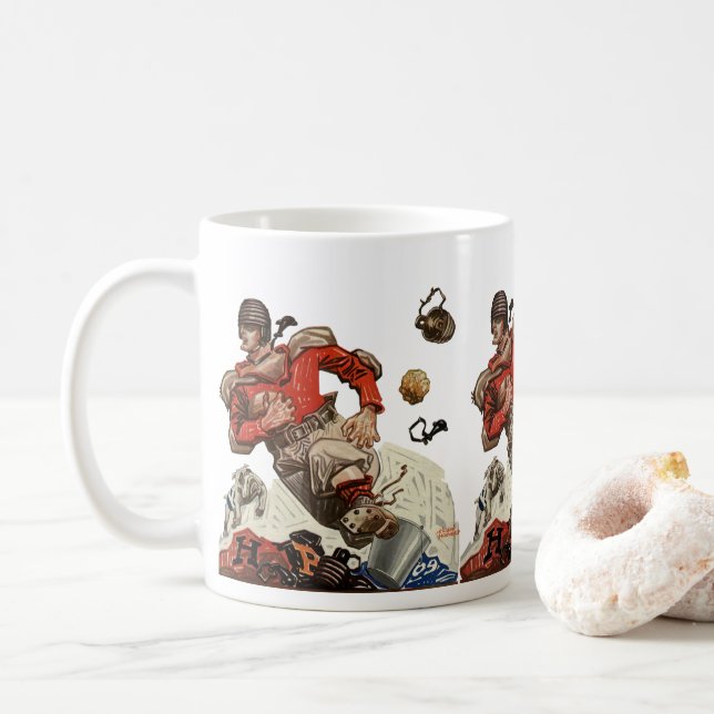 Mug Joueur de football américain quarterback vintage e (Avec donut)