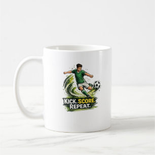Mug Joueur de football motivant Kick Score Repeat Spor