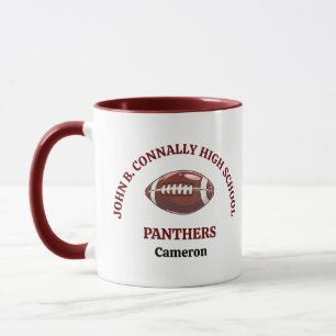 Mug Joueur de football personnalisé au lycée marron
