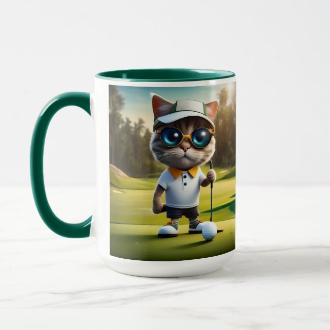 Mug Joueur de golf chat drôle, (Gauche)