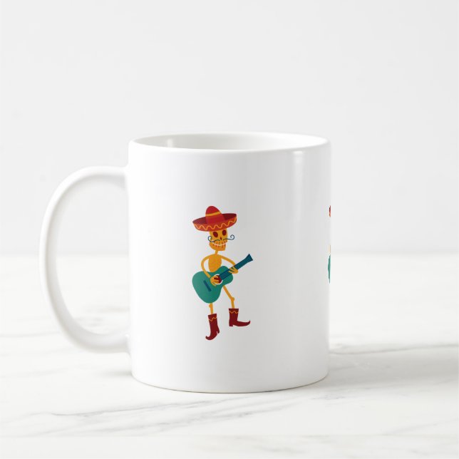 Mug Joueur de guitare squelette festif (Gauche)