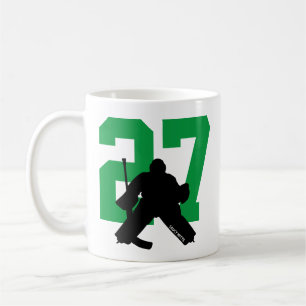 Mug Joueur de hockey personnalisé Numéro vert