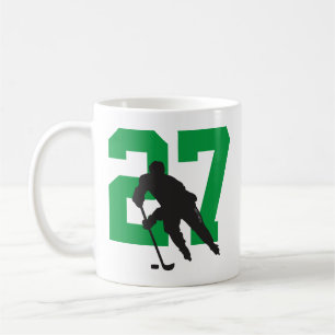 Mug Joueur de hockey personnalisé Numéro vert noir
