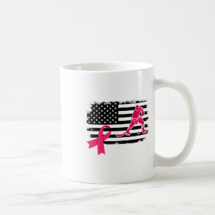 Mug Joueur de hockey Ruban rose Drapeau américain Canc
