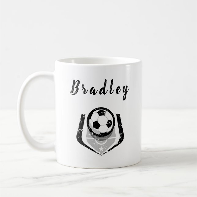 Mug Joueur de soccer noir blanc détendu Personnalisé (Gauche)