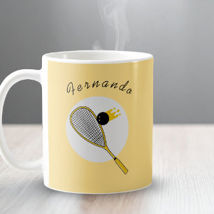 Mug Joueur de squash Entraîneur Rackball Nom personnal