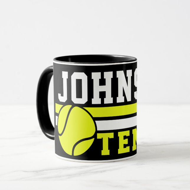Mug Joueur de tennis NOM Ball Jeu court personnalisé (Devant gauche)