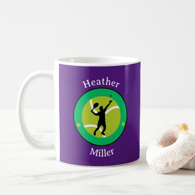 Mug - Joueur de tennis - Personnalisé - Ajouter un (Avec donut)