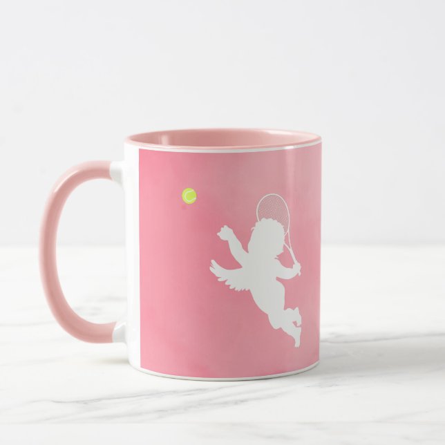 Mug Joueur De Tennis Rose Cupid Et Raquette Avec Texte (Gauche)